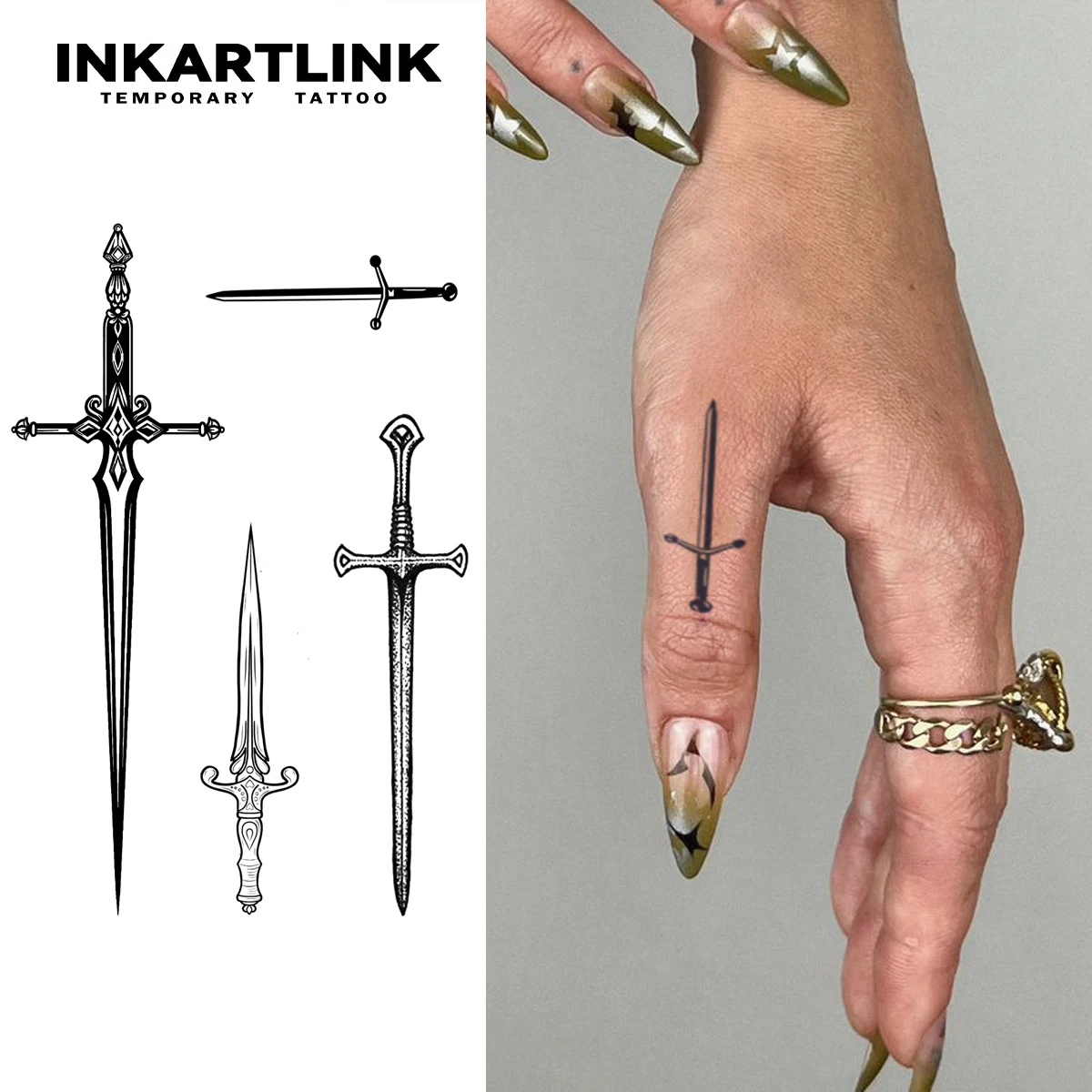 Sword Temporary Tattoo,Lasts To 15 Days New Technology Magic Waterproof Semi Permanent Sticker,For Men's Holiday Parties.