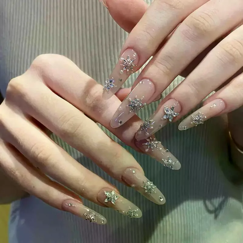 50 個カラフルな菱形ネイルチャームスノーフレークネイルラインストーン平底立体ネイルデコレーション DIY アクセサリー