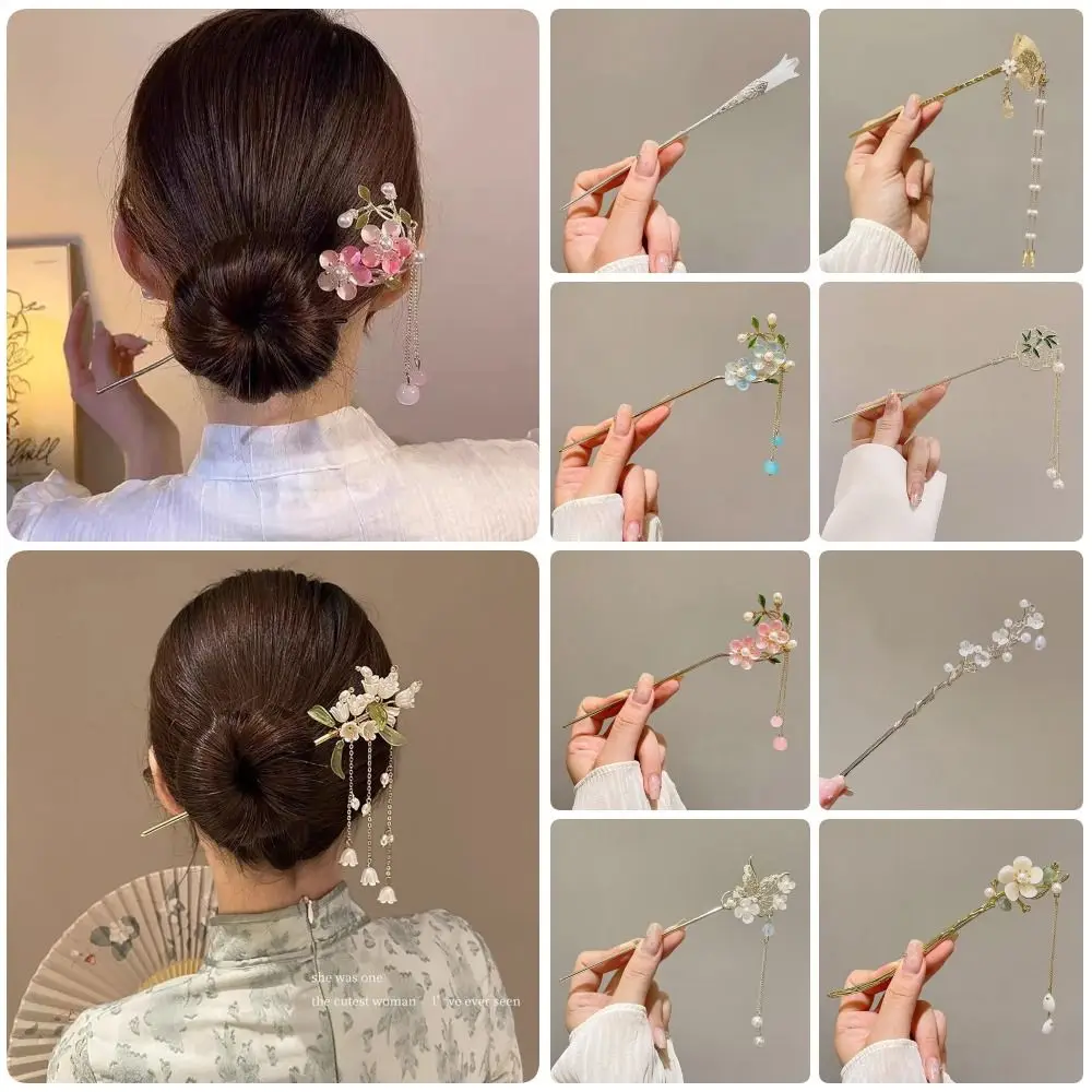 

1Pcs New Hair Clip Ancient Chinese Hairpin New Chinese Style with tassels Hair Stick Palace Hanfu Decoration Hair Insert