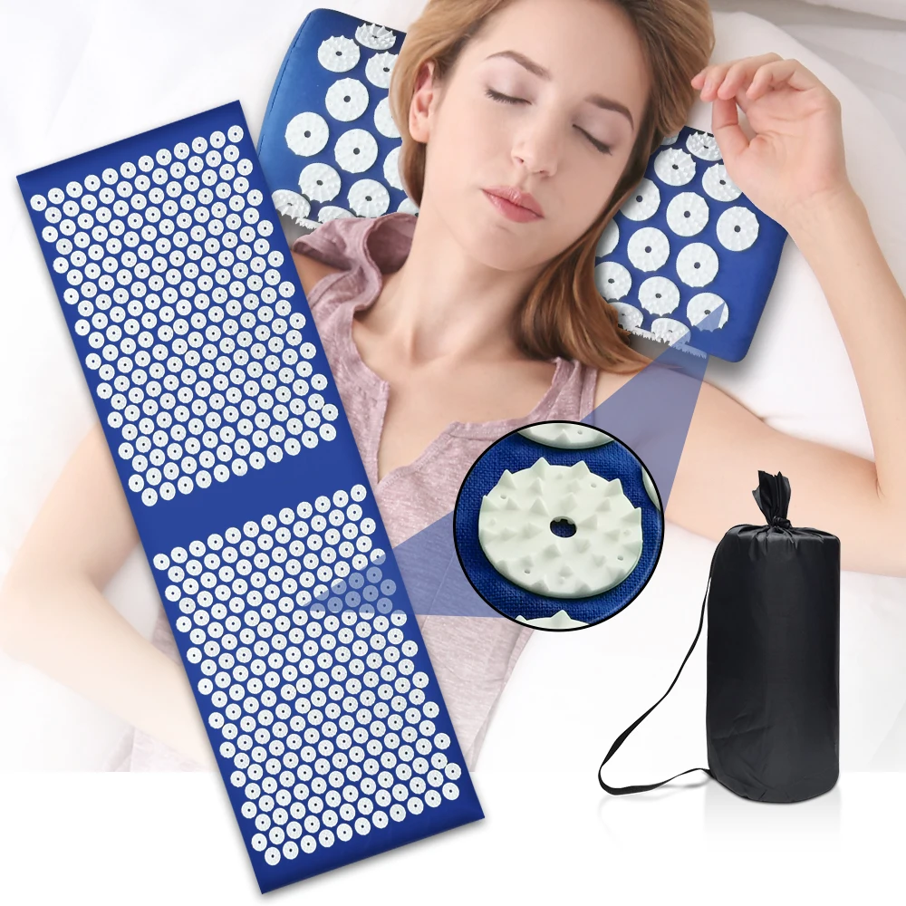 Extra Long Acupuncture Massage Yoga Acupressure Mat and Pillow Massage Cushion Relivev Stress Back Body Pine Yoga Mats Fitness