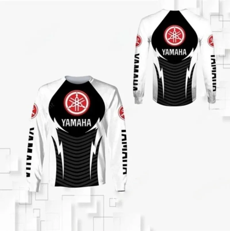 

Летняя модная черно-белая футболка Yamaha с круглым вырезом и длинными рукавами, модная повседневная одежда для мужчин и женщин для езды на мотоцикле