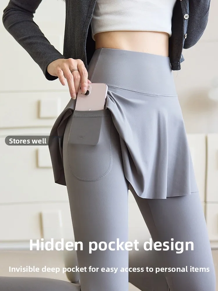 High Waist ark Skin Print Two-Piece Illusion Fitn Yoga Pants Thin Spor Cycling Tights Women's Long Pants