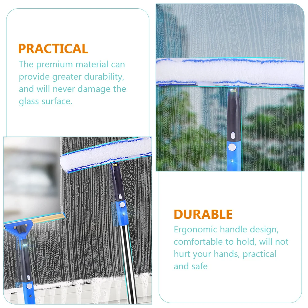 1 Set Window Cleaning Squeegee Microfiber Window Scrubber with Pole for Car