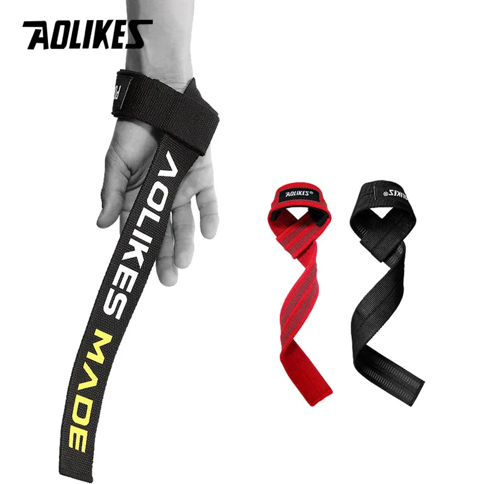 AOLIKES 1 Pair Antislip Weight Lifting Straps Deadlift Straps for Heavylifting Bodybuilding and Powerlifting Wrist Support