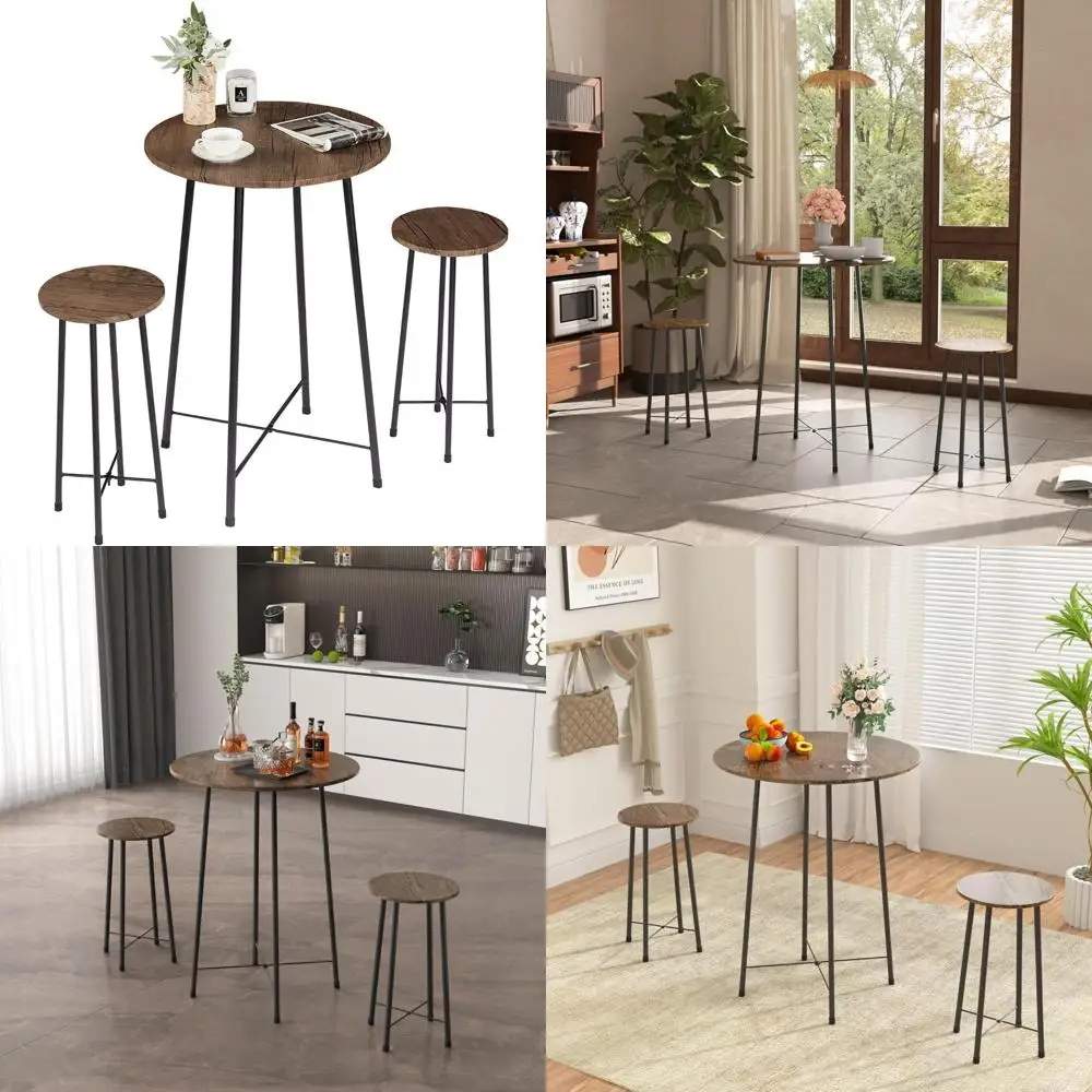 

VECELO 3-х предметные наборы столов и стульев для паба, барные наборы для бистро с 2 барными стульями для кухни, уголок для завтрака, небольшое пространство