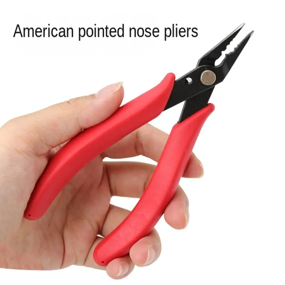 High Carbon Steel Jewellery Bead Setting Pliers Rubber Red Jewelry Crimping Pliers DIY Handmade Tool American-style Nosed Pliers