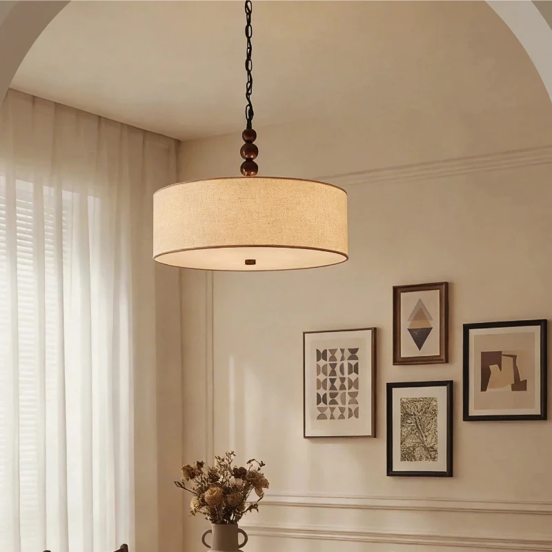 Japanese Wabi Sabi Fabric Pendant Lights Minimalist Linen Shade Bedroom Balcony Hallway Restaurant Teahouse Study Hanging Lamps view 2