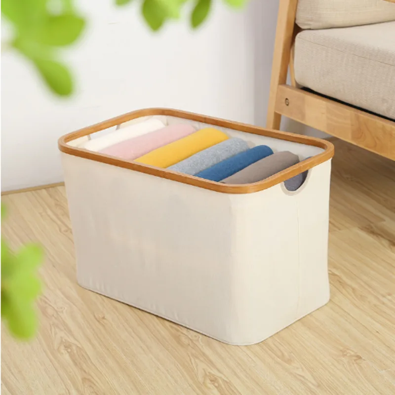 Special Offer! 453022 Oxford Fabric Laundry Basket Household Living Room Sundries Storage Bamboo Foldable Toy Organizer