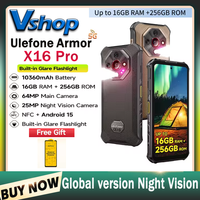 Ulefone Armor X16 Pro 5G Rugged Phone 8GB+256GB 120Hz Glare Flashlight 6.56” Android 15 MTK 6300 NFC 10360mAh Battery Smartphone