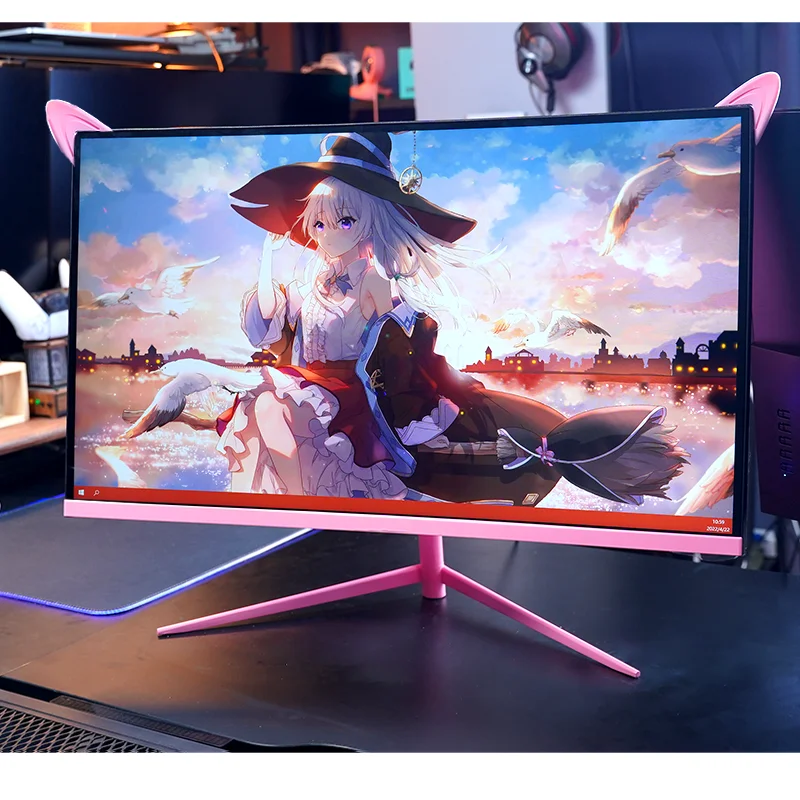 ピンク色の湾曲モニター,27インチ,1k/2k,165hz,1800r,デスクトップ
