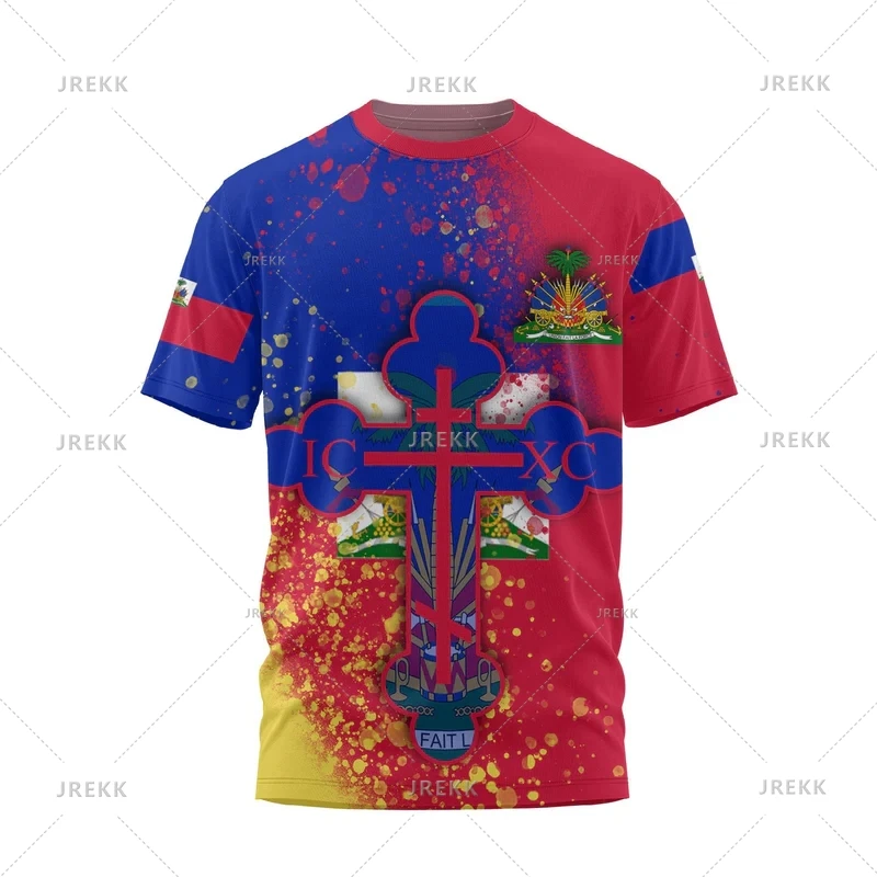 Fashion Haiti Flag Maillot Football Jersey New Casual 3D Printed Mens Sports T Shirts Loose Quick Dry Breathable Tees Male Tops