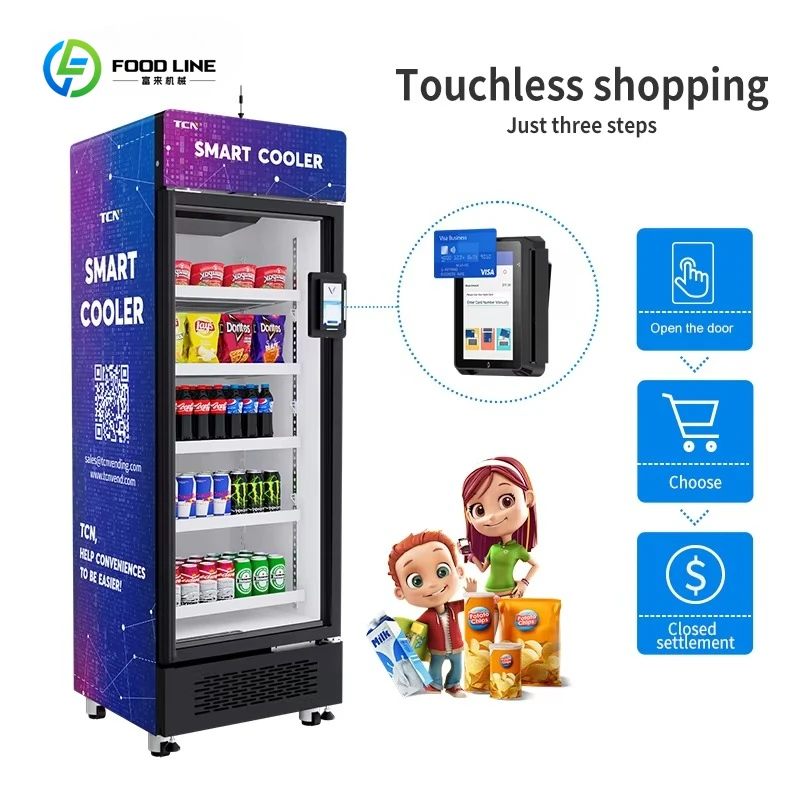 

Smart Self Service Machine Intelligent Smart Fridge Vending Machine for Fresh Food Snack and Drinks with AI Camera