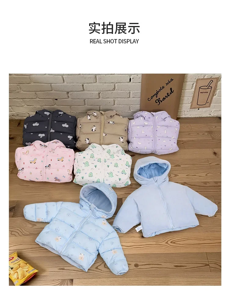 Baby Herbst-Winter-Stil Kinder-Baumwollkleidung Jacke mit Taschen Einfarbige Daunenjacke Kleinkind-Mantel Langarm Baby-Baumwollkleidung – Detail 6
