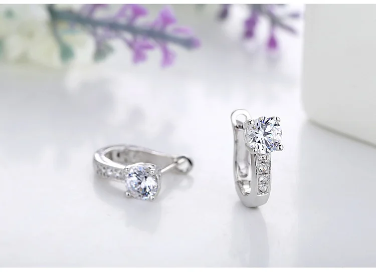 NEW Pearl U Type Zircon Earrings Silver Color Jewelry For Women Girl Pendientes Plata Brincos Button 925 Silver Needle Earrings