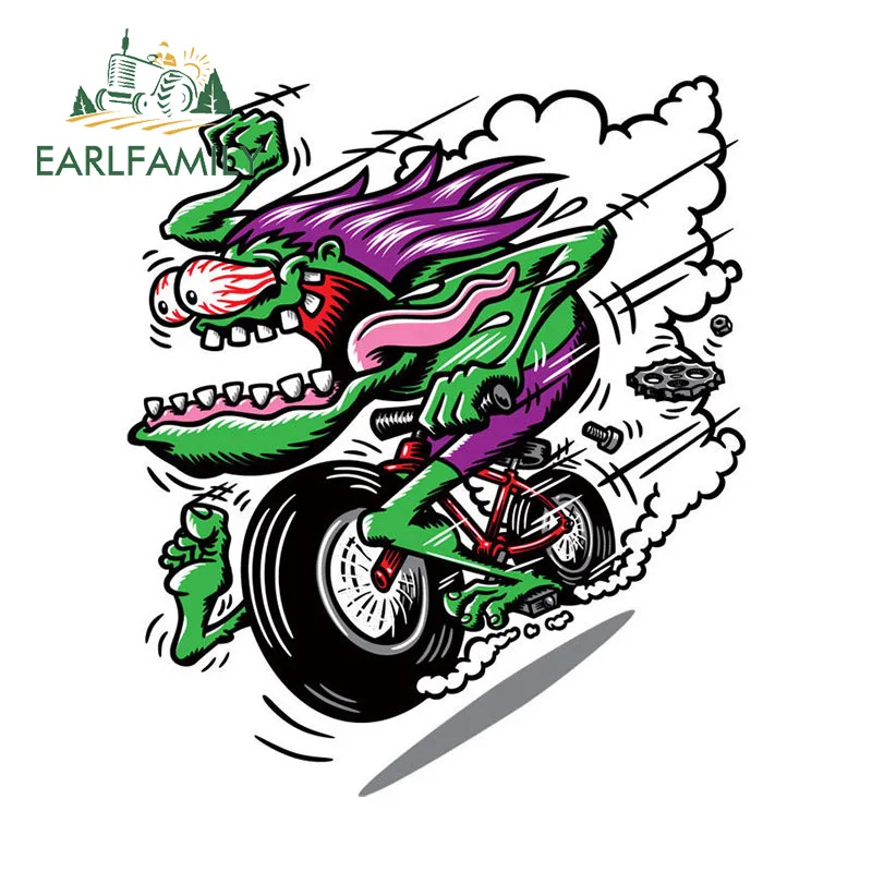 EARLFAMILY 13cm x 10cm V-Twin Engine Head Monster Car Sticker Speed Up & Add Oil Decal Rear Windshield Off-road Trunk Decoration