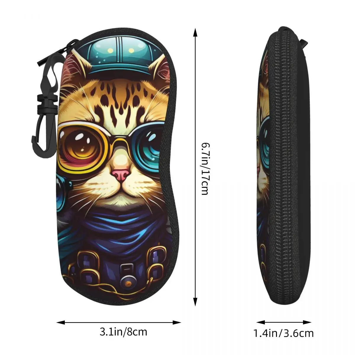 Cartoon Cat Glasses Case Cover animal with glasses Print Sunglasses  Classic Pocket Eyeglass Protector Unisex Eyewear Bag