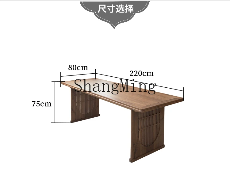 HJ new black walnut solid wood tea table living room tea villa club new Chinese tea table