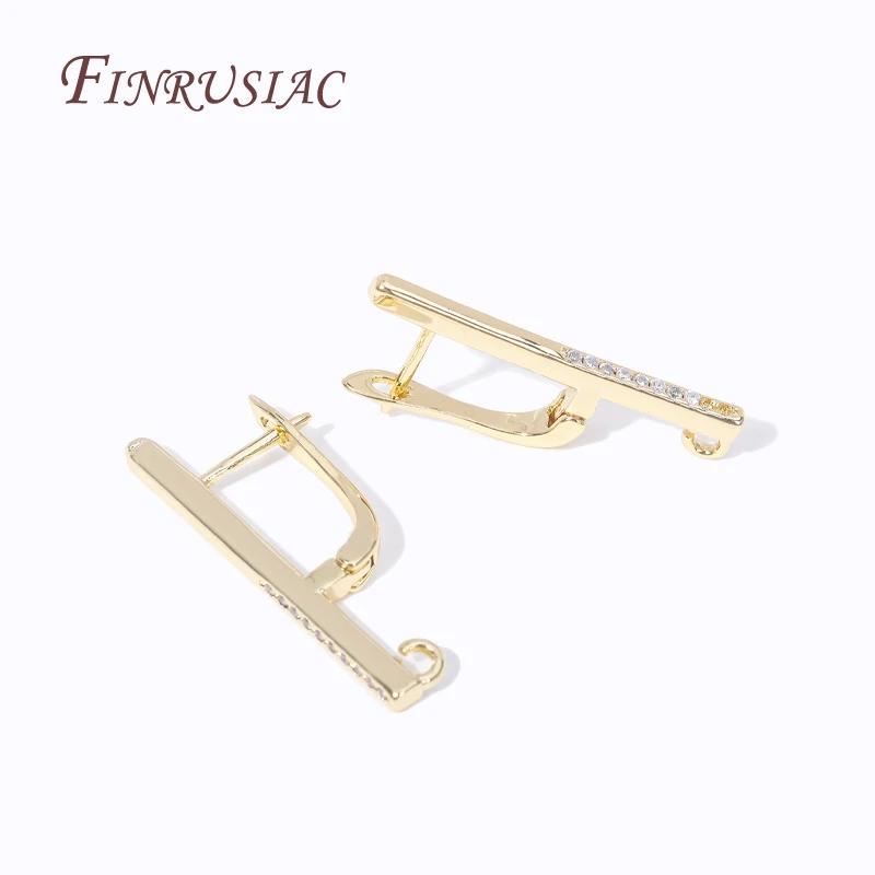 Handmade Earrings Making Supplies 18K Gold Plated Inlaid Zircon Earwires Fastener Earring Hooks Clasps For DIY Earring Accessory