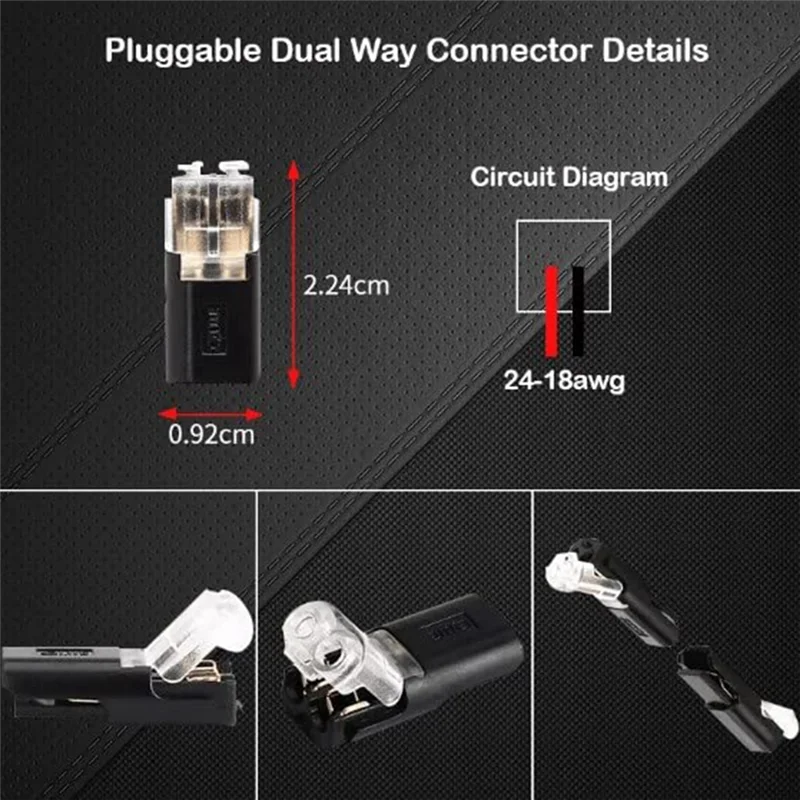 Connecteur enfichable à double fil avec structure de verrouillage, connecteurs de fil sans soudure, AWG 20-24, 2 voies, 2 broches, 40 pièces