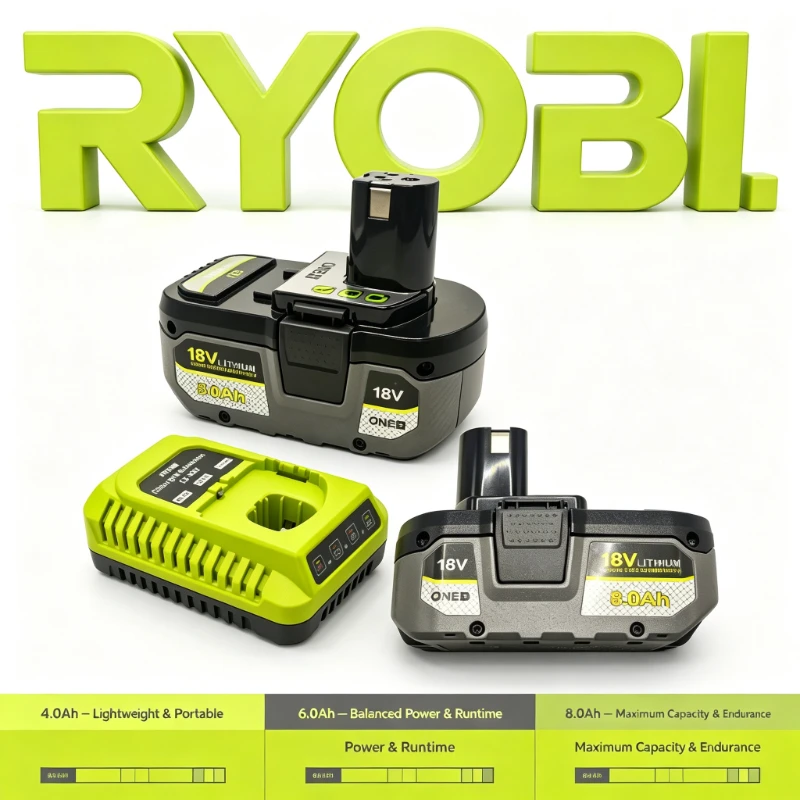 Original RYOBI ONE+ High-performance Lithium Battery 18V Low Self Discharge,P104, P107 P108 P109 RB18L50 Volt Li-ion Power Tools