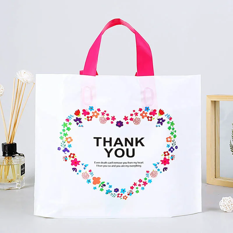 50Pcs/Lot Gift Packaging Bags With Handle Thank You Gift Bag For Wedding Birthday Party Shopping Bags Small Business Supplies