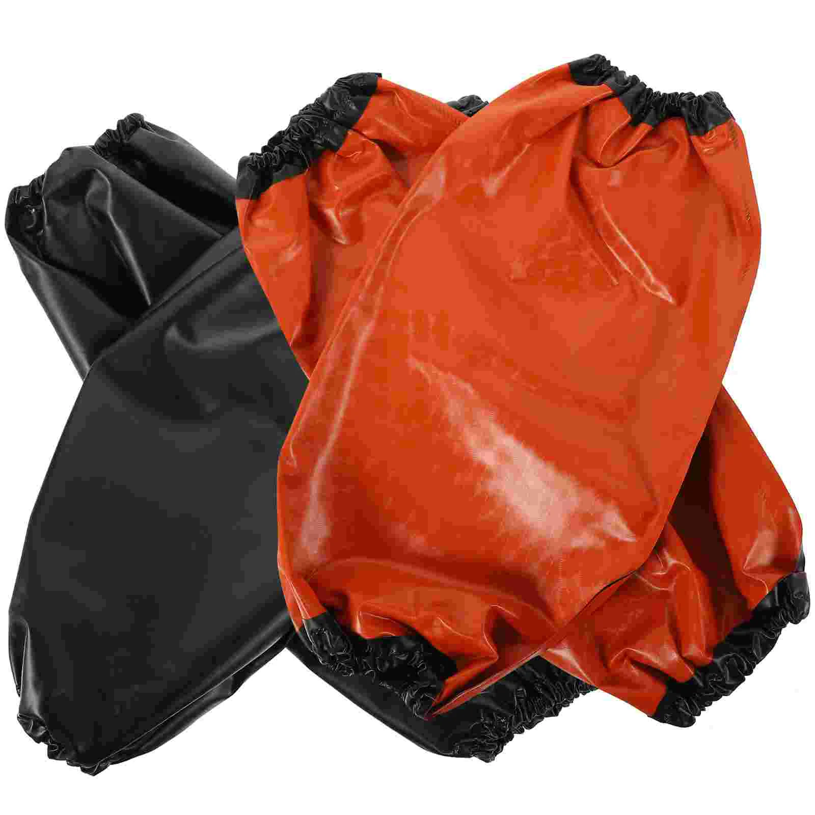 2 Pairs Black Red Composite PVC Waterproof Arm Sleeves Covers Enough Protect Clothing Painting Cleaning Gardening Oil