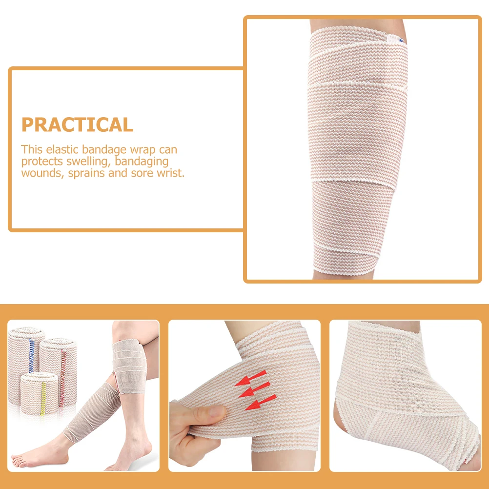 

3pcs Elastic Bandage 10cmx450cm Blue 75cmx450cm Red 5cmx450cm Yellow Compression Wrap Wrist Ankle Sports Stomach Support