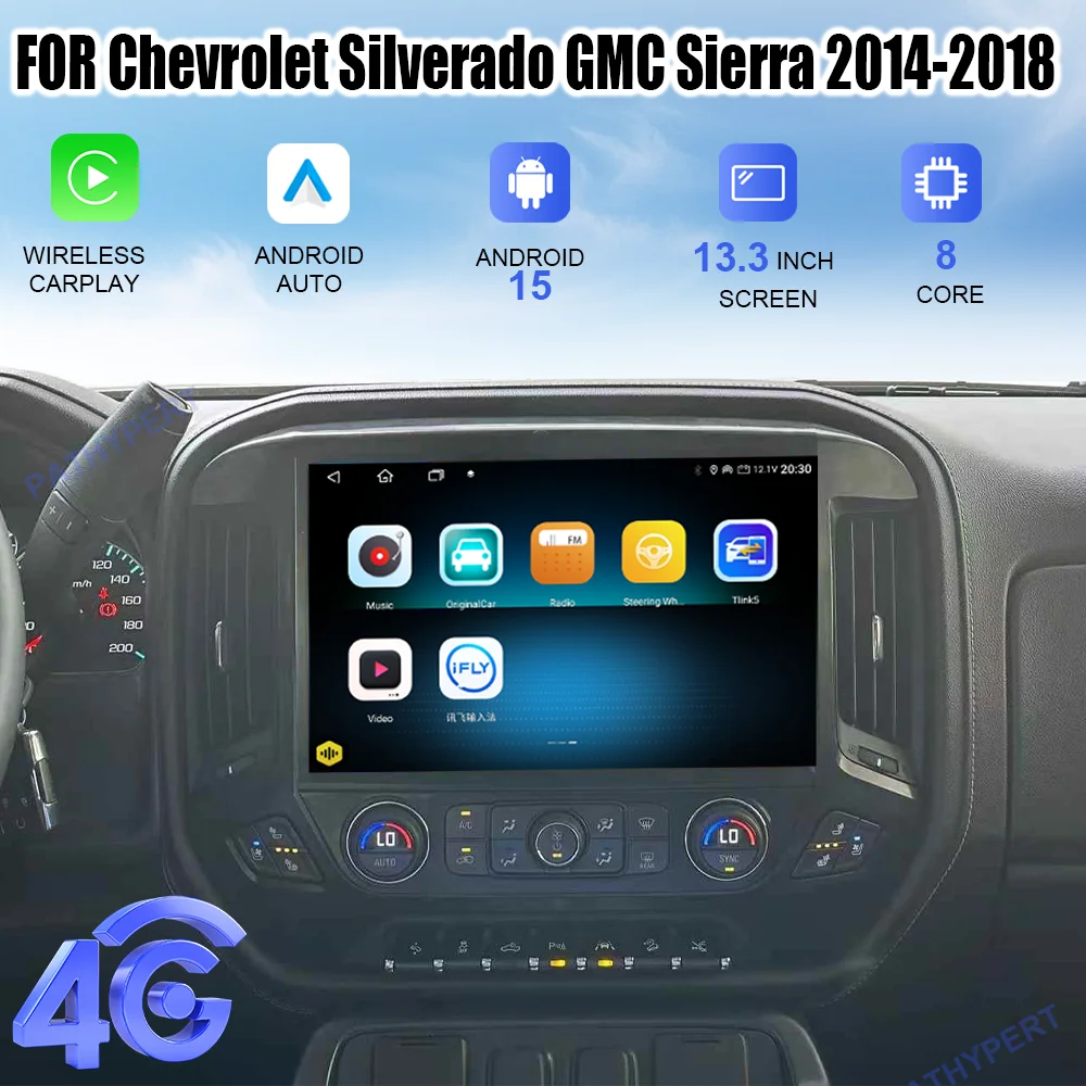 

Android 15 13.3" For Chevrolet Silverado GMC Sierra 2014-2018 Radio Auto Bluetooth Stereo Car Multimedia Player GPS Navigation