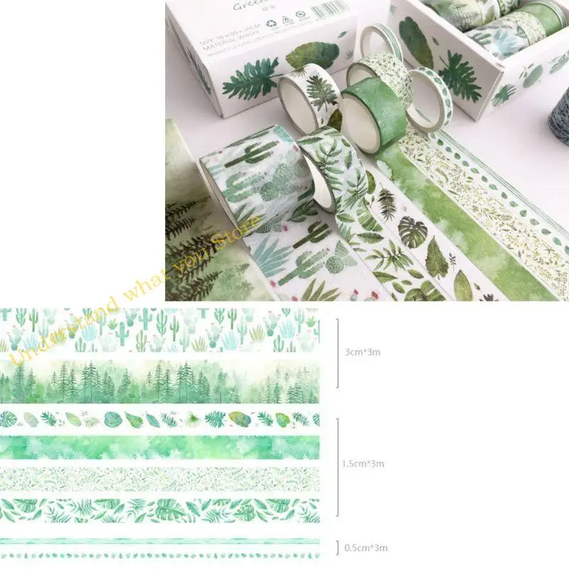 J60A Artistic Watercolor Tape Stickers for DIY Card Gift Packaging Decor 8PCS