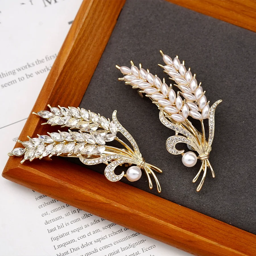 Korean version of flower crystal spring hair clips for women\'s fashion retro elegant ponytail horizontal chuck headdress jewelry