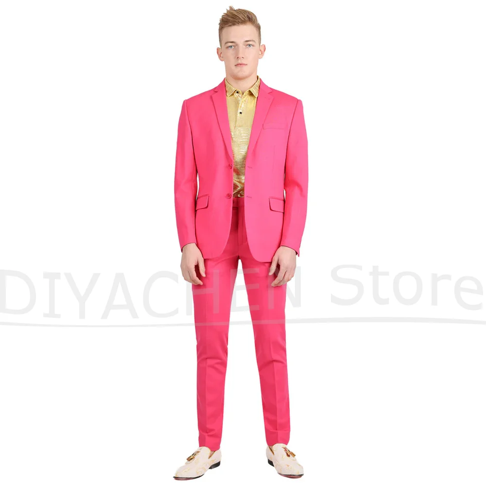 

Fashion Men's Suit Set Two Piece Notch Lapel Single Breasted Outfit for Party Stage Performance Nightclub Stylish Vibrant Suits