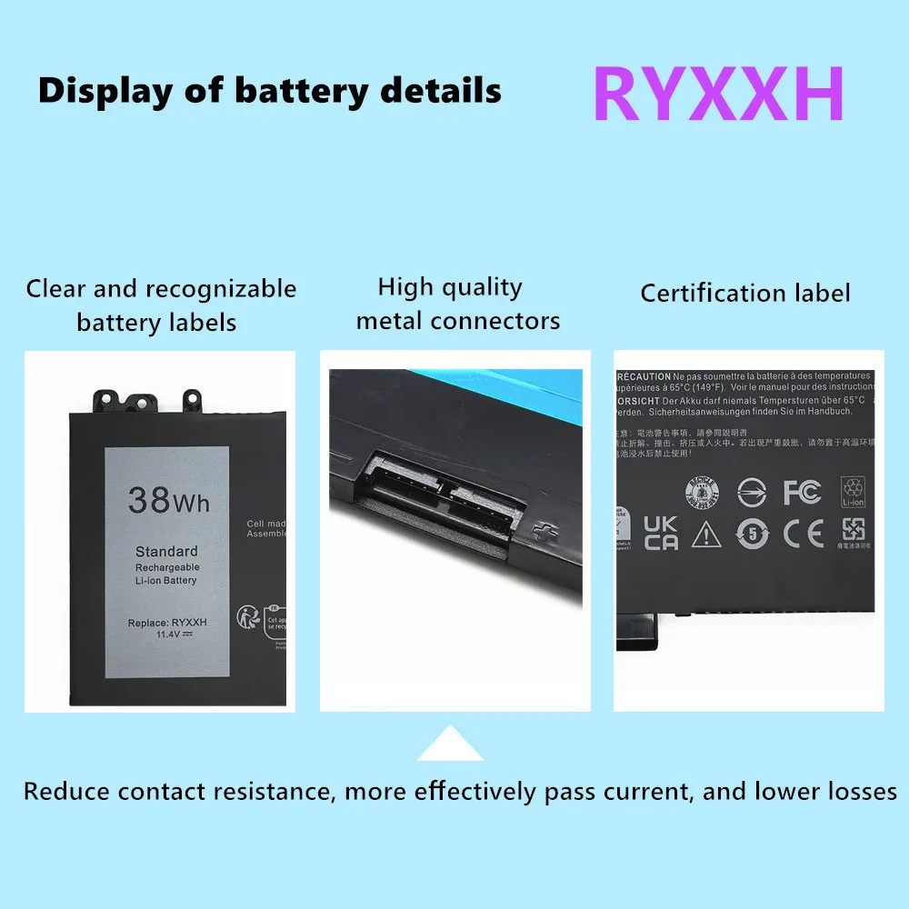 RYXXH Laptop Battery For Dell Latitude E5250 E5450 E5550 9P4D2 11.4V 38Wh