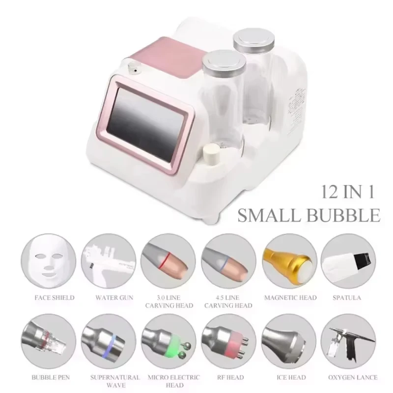 Newest 12 in 1 Hydrogen Oxygen Bubble Instrument Clean Hydroxide Dermabrasion Machine Line Engraved Water Light Instrument