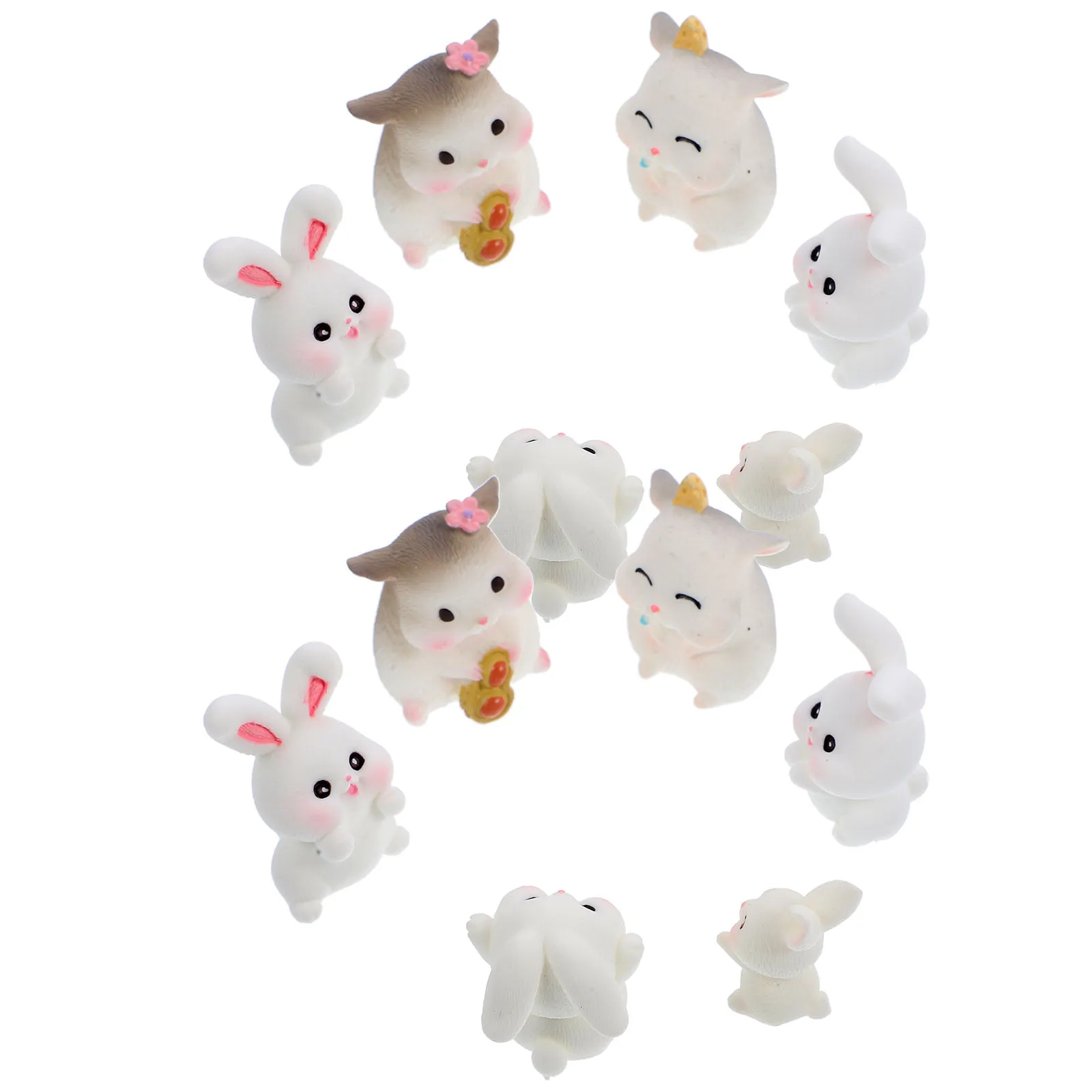 

12 Pcs Miniature Rabbit Decor Resin Tiny Adornment Bonsai Garden nament Lifelike Shape Small Statue Desktop Accessories Micro L