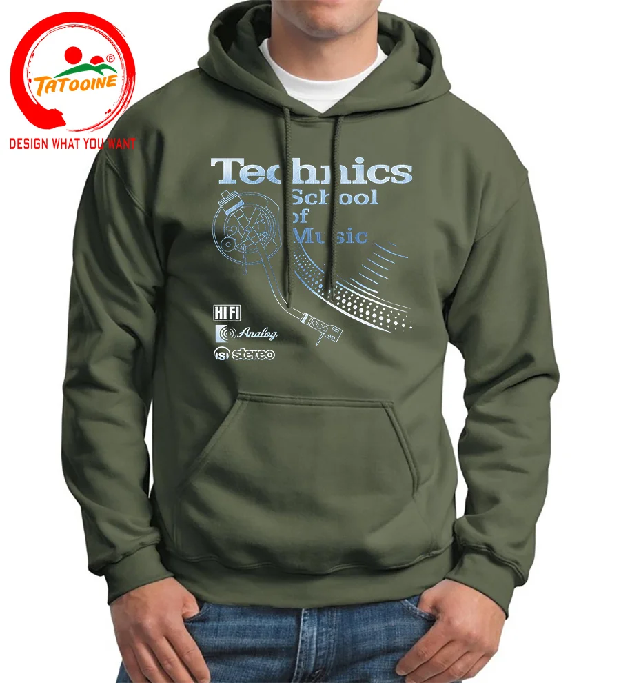 Technics Old School Of Music Hoodie Streetwear Sweatshirts Hooded Men Youth Hoodies Technics Turntable DJ Printing Hoody Clothes