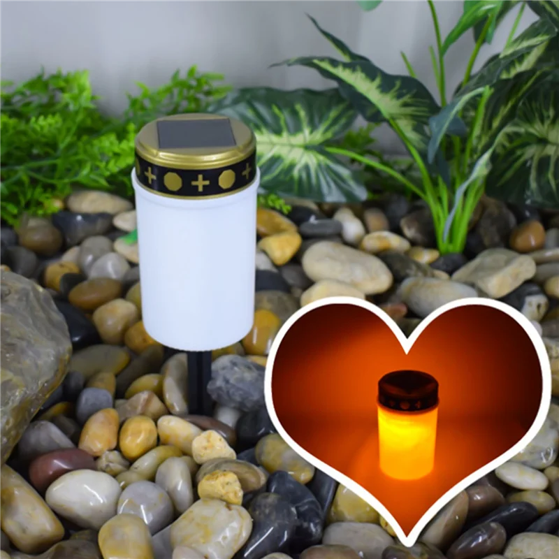 Hot New White Grave Candle for Cemetery Grave Solar Lights with Lighting LED Grave Light 1Pcs