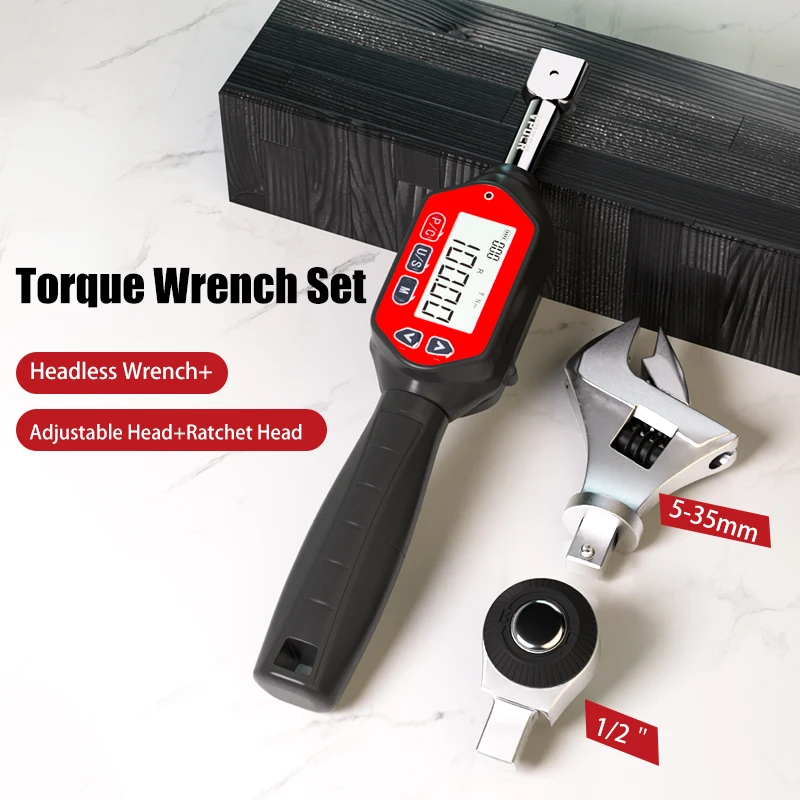Calibrated Adjustable 3-100 Nm Digital Torque Wrench with 1/2'' Ratchet Head & Buzzer Electronic Precision Spanner Set