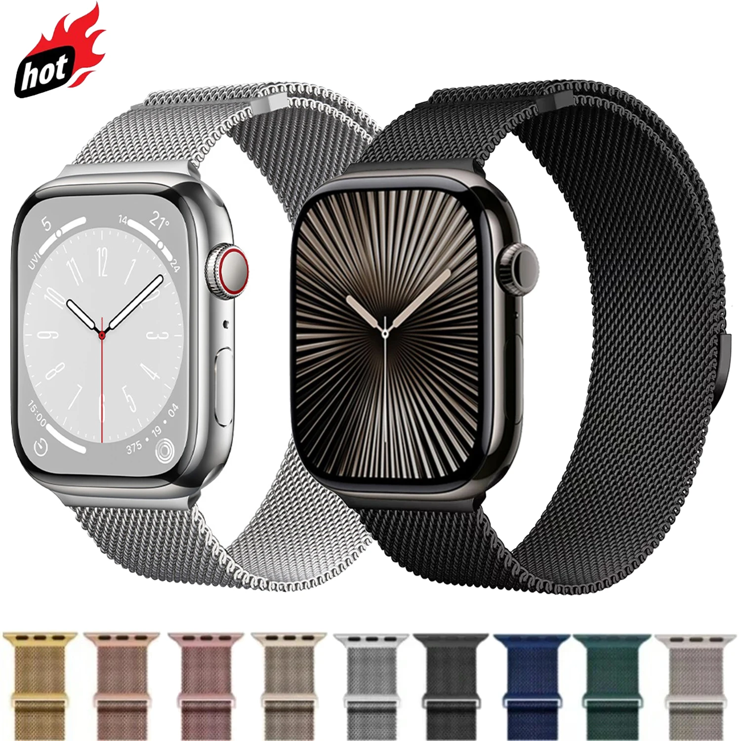 Milanese Loop Strap For Apple Watch Band Series 11 10 46mm 42mm 45mm 49mm 41mm 38/44 mm Bracelet iwatch 9 8 7 6 5 SE3 Ultra 2 3