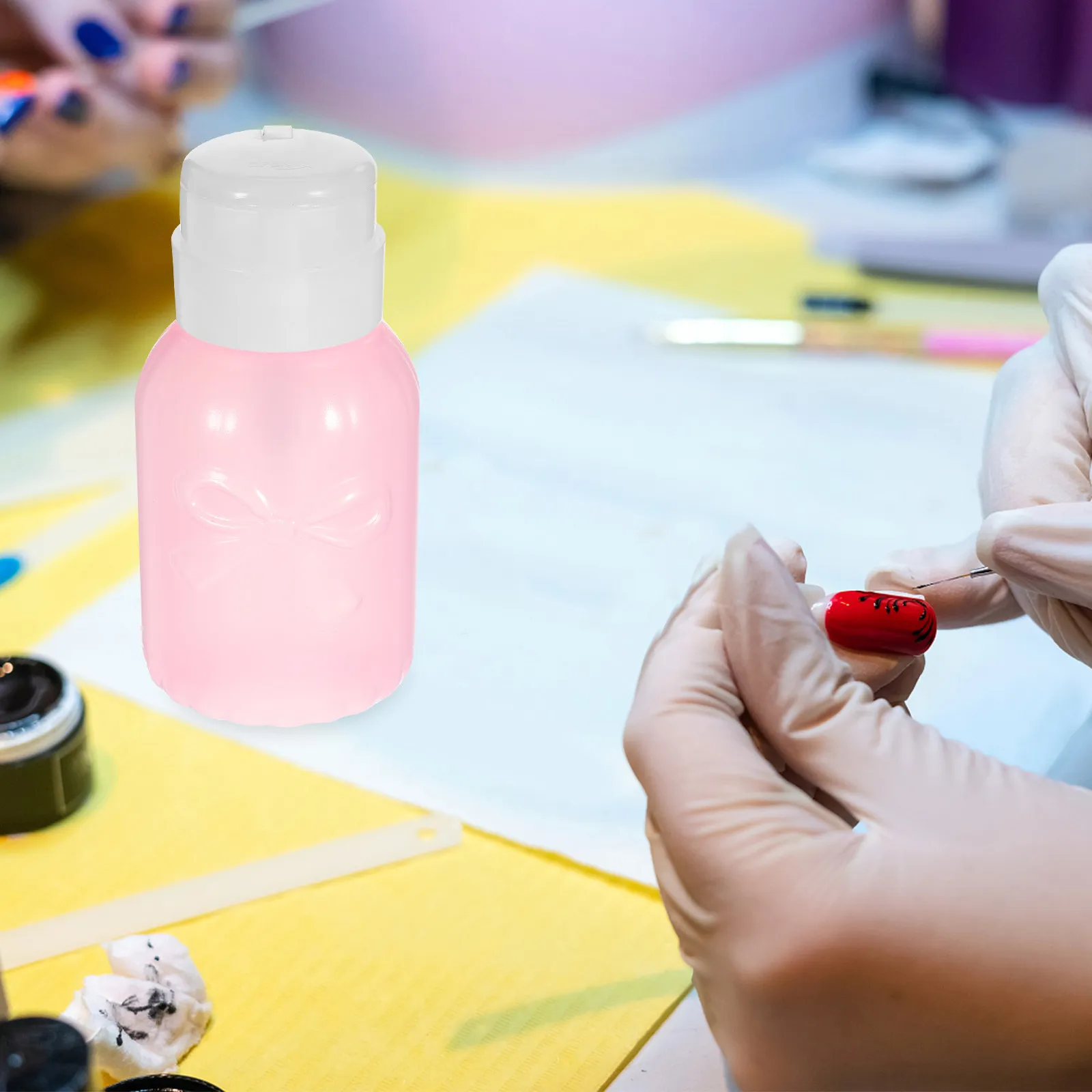 2Pcs Push-Down Pump Dispenser for Nail Polish Remover – Leak-Proof, Refillable Liquid Bottle for Makeup Remover