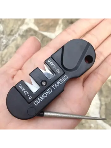 4-in-1 Portable Tungsten Ceramic Carbide Knife Whetstone Sharpener Sharpen Fish Hook Pocket Diamond Tool Camp Hike outdoor