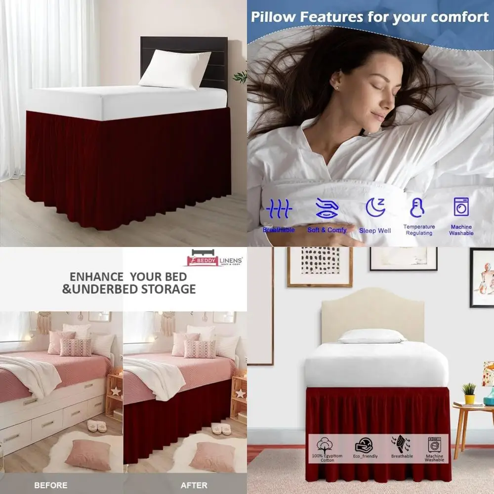 

Хлопковая юбка-кровать для студенческого общежития Twin XL, 42 капли, удлиненная, 100% хлопок, разделенный уголок, постельное белье для общежития