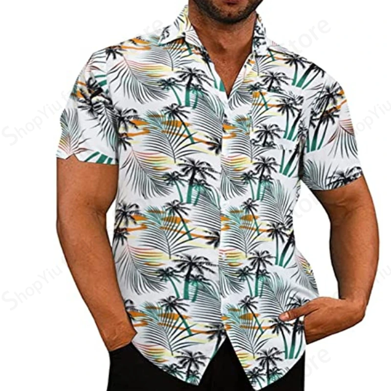 Oversized Hawaii Shirt Men Women Fashion Casual Beach Shirts Flower blouse Social Punk Turn Down Camisas Red Mens Clothing