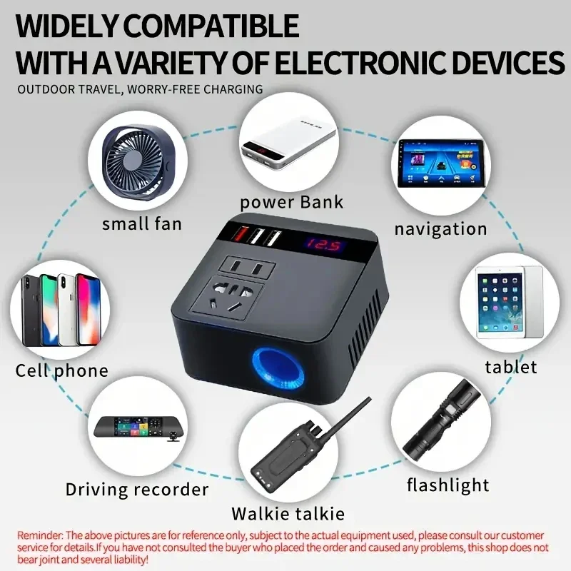 1 PC Inverter montato su veicolo nero universale 12v/24V a 110v/220V convertitore di alimentazione multifunzionale