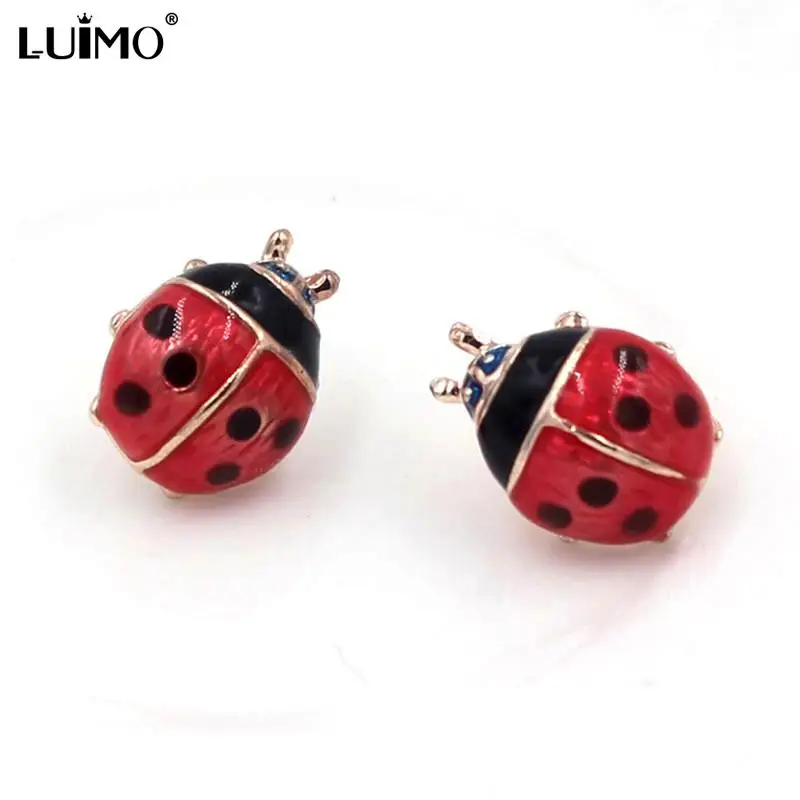 1Pair Insert Earrings Exquisite Paint Stud Earrings Red Oil Ladybug Ear Studs