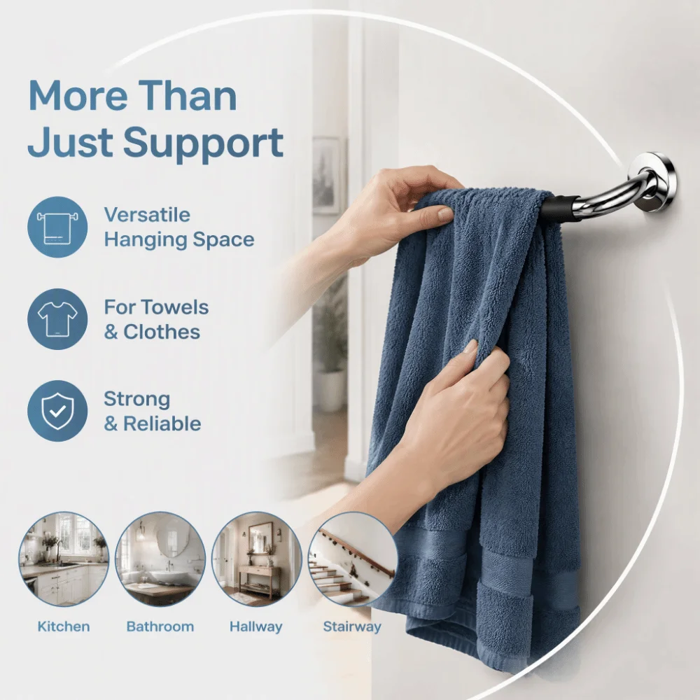 Rust Resistance Grab Bars Silicone Grip Skid Resistance Shower Grab Bar Stainless Steel Anti-Slip Bathroom Grab Bar For Handicap