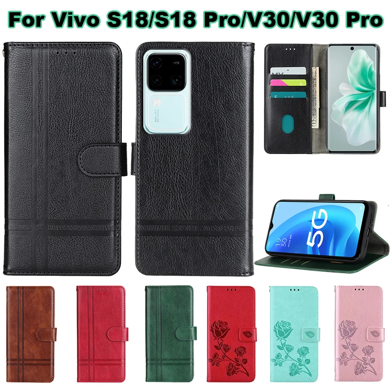 Phone Case For Vivo S18 Pro V2344A чехол Vivo S18 V2323A Etui Wallet Cover Funda de Vivo V30 Pro V2319 Capa VivoV30 V2318 Hoesje