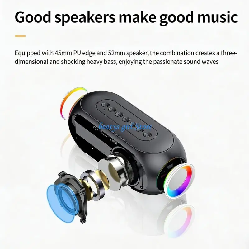 

C7AB Desktop Bluetooth-compatible Speaker Soundbar With LED Display Clock FM Radio