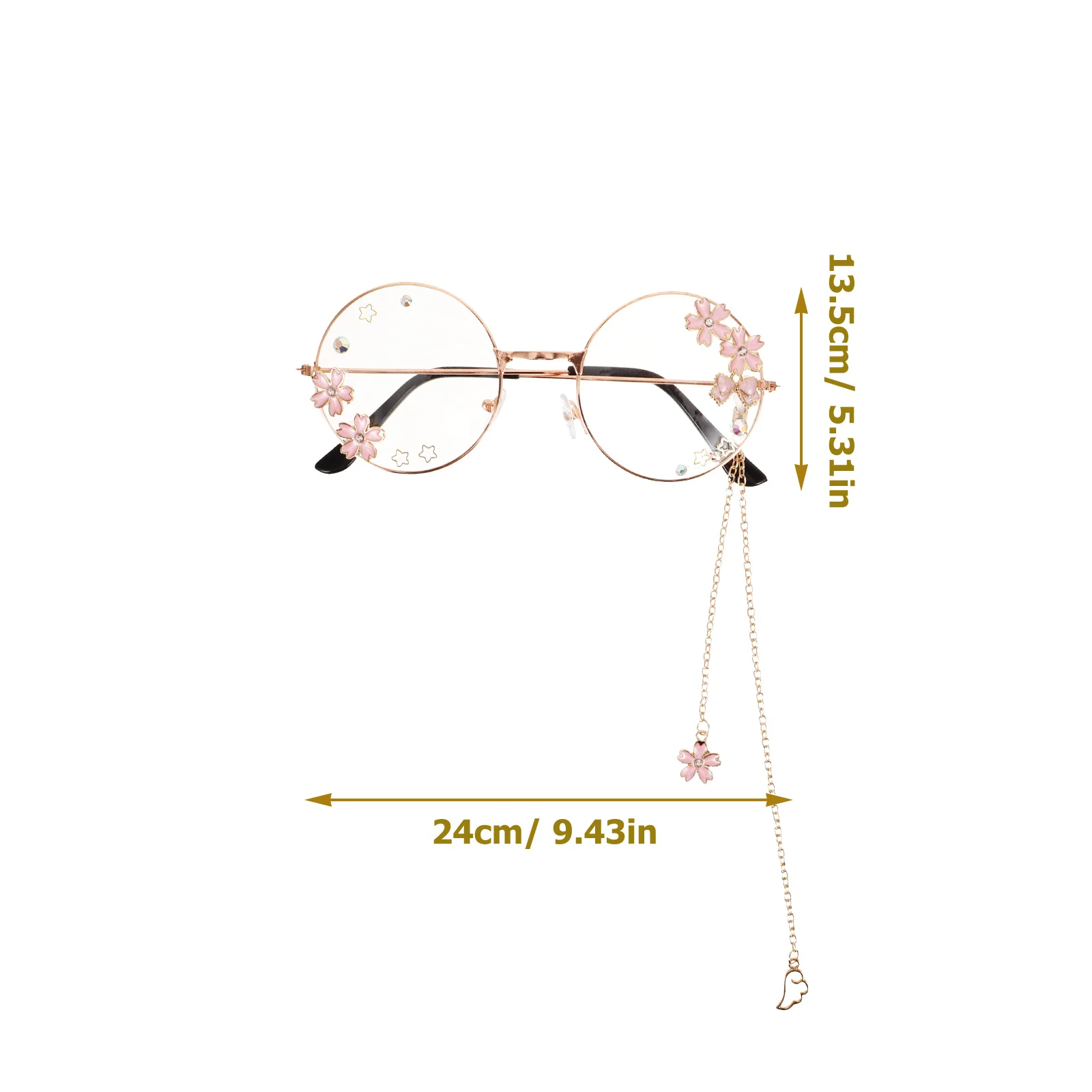 s Flügel Anhänger Brille Steampunk Brillengestell Retro Kette Kawaii Zubehör Lolita Cosplay Kopfbedeckung Kostüm Ästhetisch