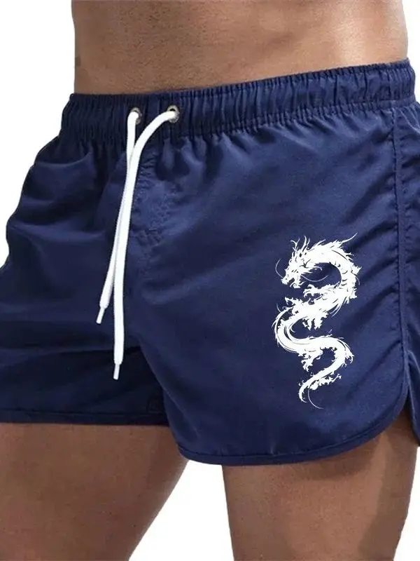 

Men's Loose Quick Dry Thin Beach Pants Sporty Short Shorts Polyester Fiber Elastic Waist Pure Color Straight Leg All Seasons