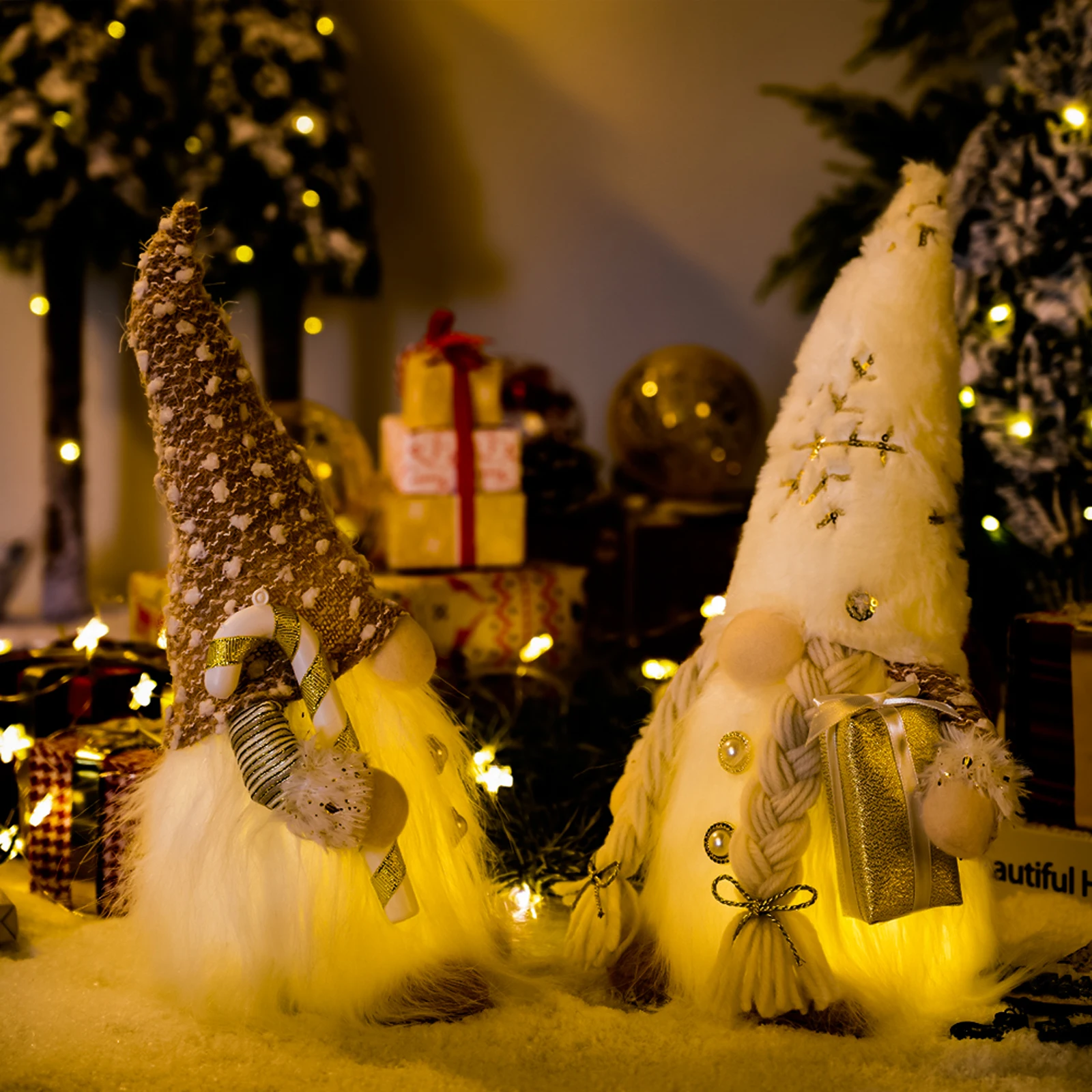 Boneka Gnome Natal Bercahaya T - Home Decor Lighting Tree ulasan dan harga